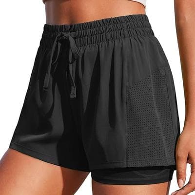 PINSPARK Athletic Shorts for Women 2 in 1
