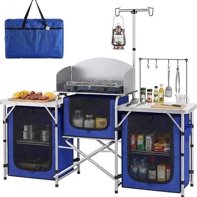 Outsunny Folding Camping Kitchen Table with Storage 1