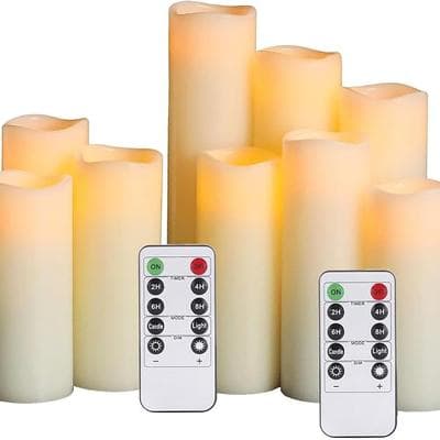 9 Pack Ivory Real Wax Flameless Candles 1
