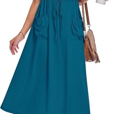 MISFAY Womens Short Sleeve VNeck Maxi Dress 1
