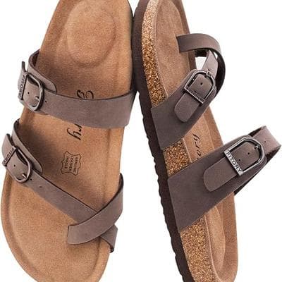 FITORY Womens Cork Footbed Sandals 1