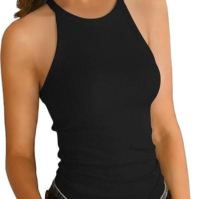Women Tank Tops Round Neck Sleeveless Cami 1
