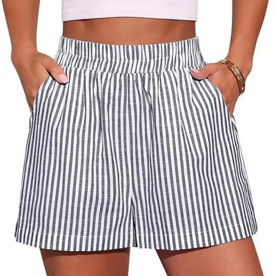 AISEW Womens Striped Boxer Shorts Summer Casual 1