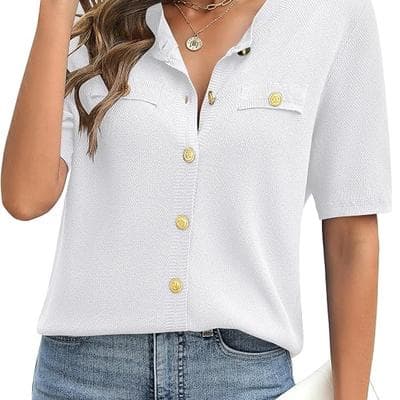 Zeagoo Womens Summer Tops Button Down Shirts 1