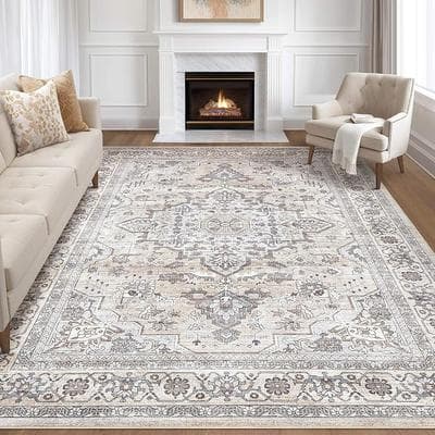 8×10 Area Rugs Living Room Washable Boho 1
