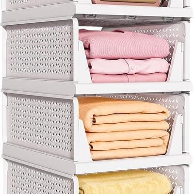 4 Pack Stackable Closet Organizers and Storage 1
