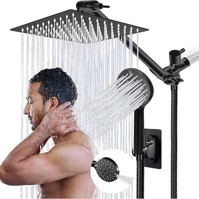10 Inch Matte Black Dual Rain Handheld 1