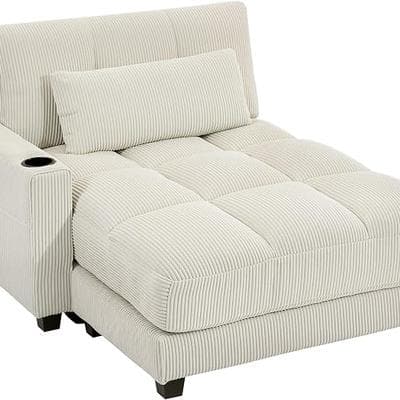 HOMCOM 58 Chaise Lounge Chair Oversized Corduroy 1