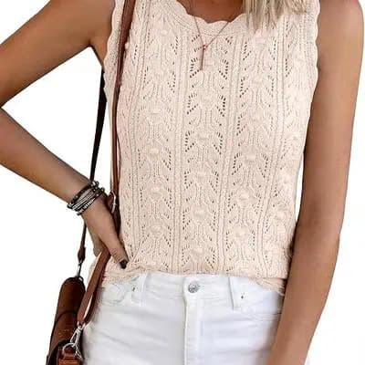 BTFBM Crochet Tank Tops for Women Hollow 1