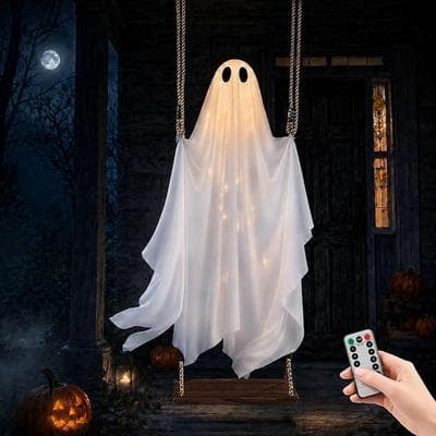 5FT Halloween Hanging Swing Ghost Remote Lights 1