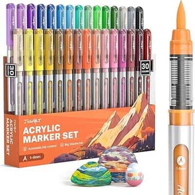 JusArt Acrylic Paint Markers Brush Tip 30 1