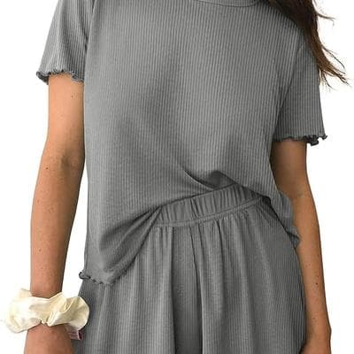 Ekouaer Womens Pajamas 2 Piece Ribbed Knit 1