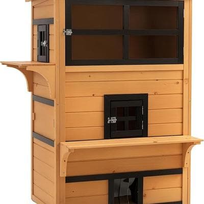 PawHut 3Story Cat House Feral Cat Shelter 1