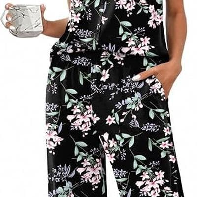 Ekouaer Womens Pajama Sets Short Sleeve Sleepwear 1