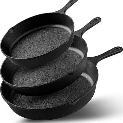 KICHLY PreSeasoned Cast Iron Skillet Set 1