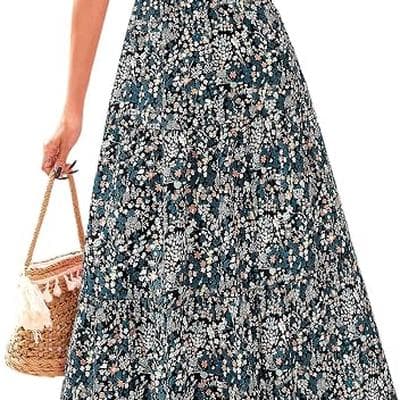 PRETTYGARDEN Womens Summer Boho Floral Flowy Midi 1