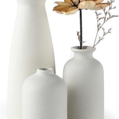 CEMABT White Ceramic vase Set3 Small Flower 1