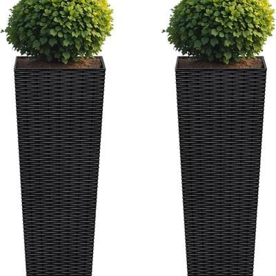 Flamaker Resin RattanDesign Planters Set of 2 1